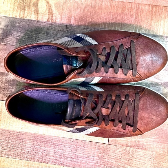 Burberry Scottish Brown Terrace Check Canvas Leather Men’s 44 / 11 US - Picture 7 of 9